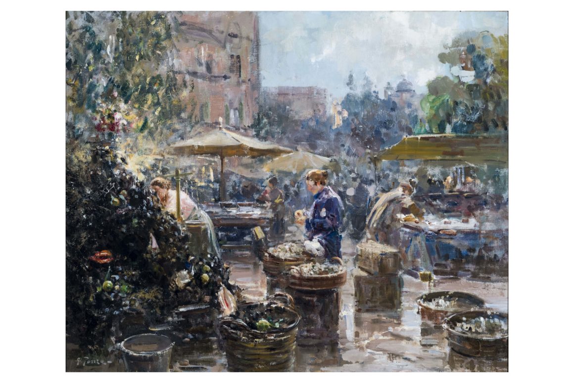 Mercato, olio su tela – Giovanni Panza