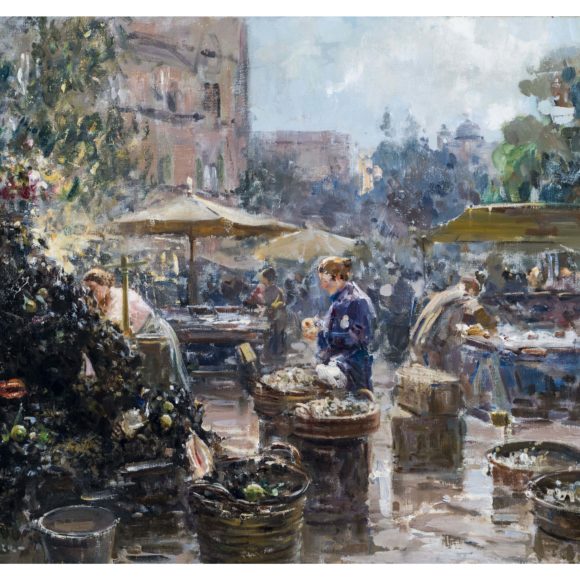 Mercato, olio su tela – Giovanni Panza