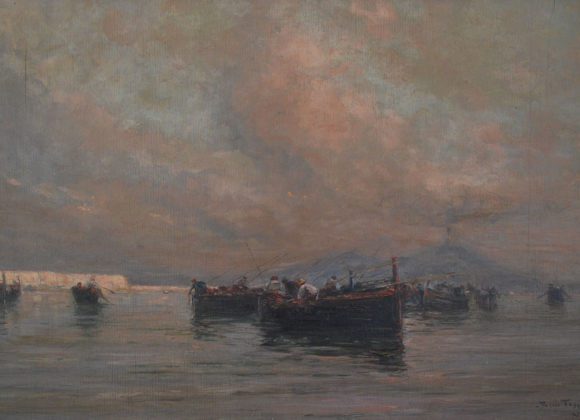 Marina di Napoli, olio su tavola – Fulvio Tessitore