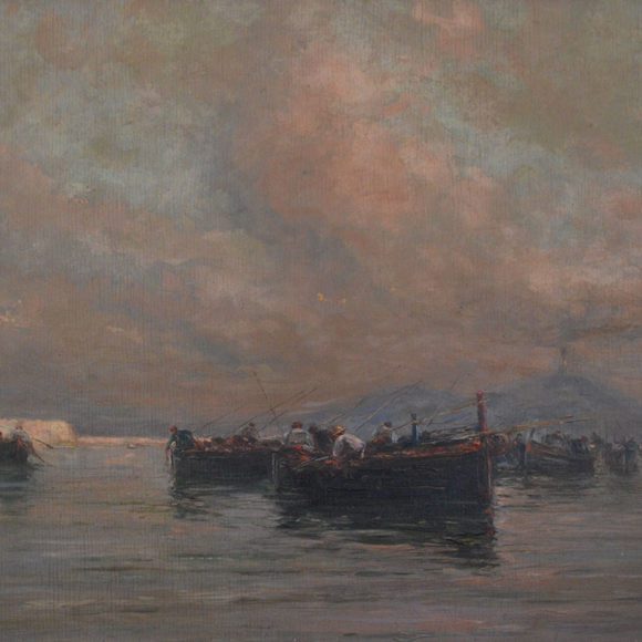 Marina di Napoli, olio su tavola – Fulvio Tessitore